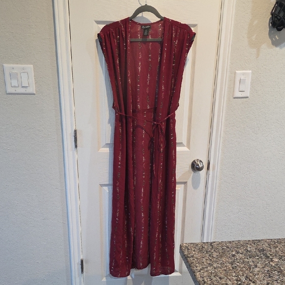 Wrangler Retro Burgundy Maxi Duster Size L - Picture 1 of 6